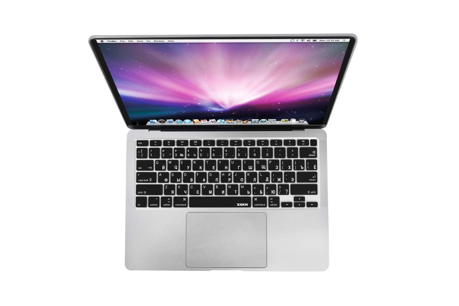 XSKN Russian/English Bilingual Design Black Silicone Keyboard Cover Skin for 2020 MacBook Air 13 inch A2179 with Touch ID and A2337 M1 Keyboard- US Version