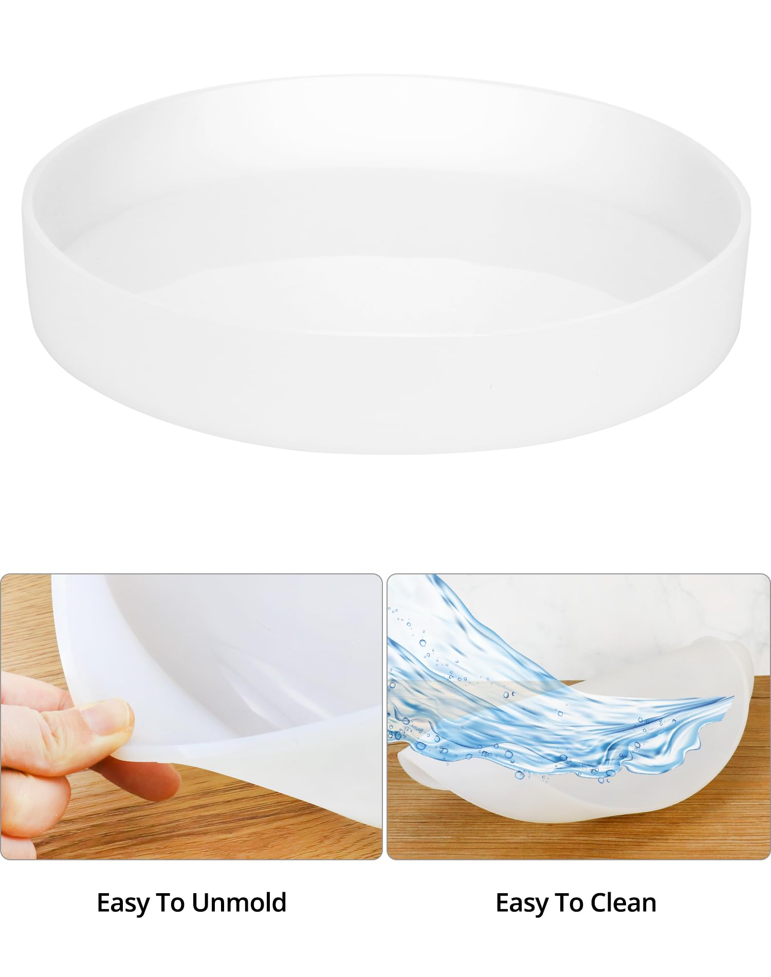 QWORK® Stampo in Silicone Rotondo da 35 cm, stampi in Resina epossidica, stampi per vassoi in Resina di Grandi Dimensioni, per Realizzare tavoli, vassoi, ECC.