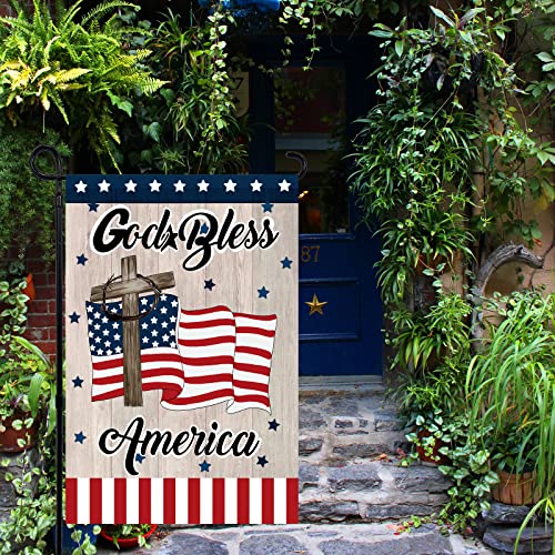 Jingqiao God Bless America 4Th Of July Garden Flag Vertical Double Sided Print Art Memorial Day Garden Flag, Independence Day Memorial Day Patriotic Yard Outdoor Home Decoration 12.5 X 18 Inch (12.5X18 Inch) #TOP5