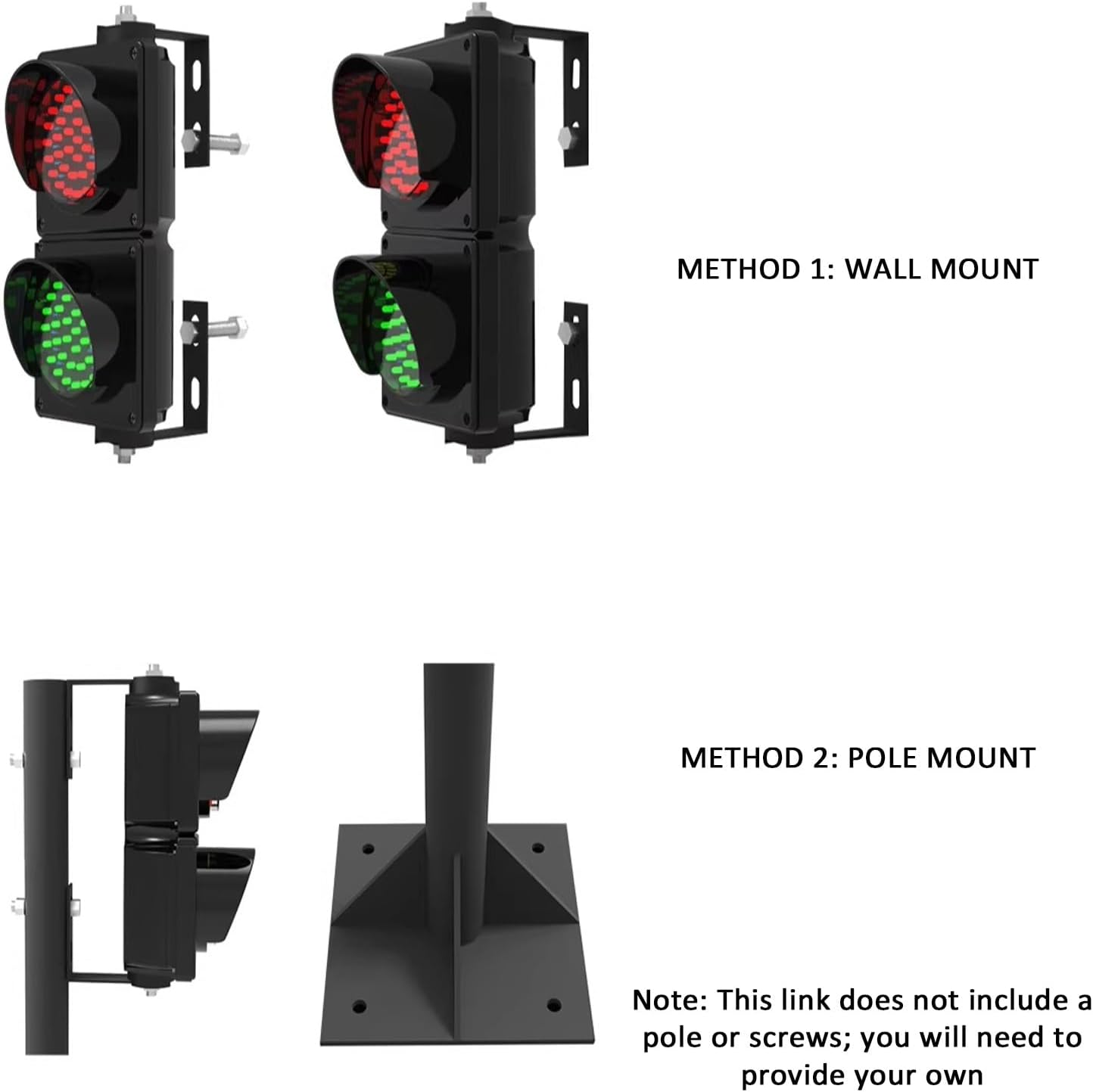 100mm/3.9in LED Traffic Light, Red and Green Signal Indicator, Voltage 12V/24V/220V, Waterproof Grade IP53, Suitable For Industry, Warehouse, Traffic Control(220V)
