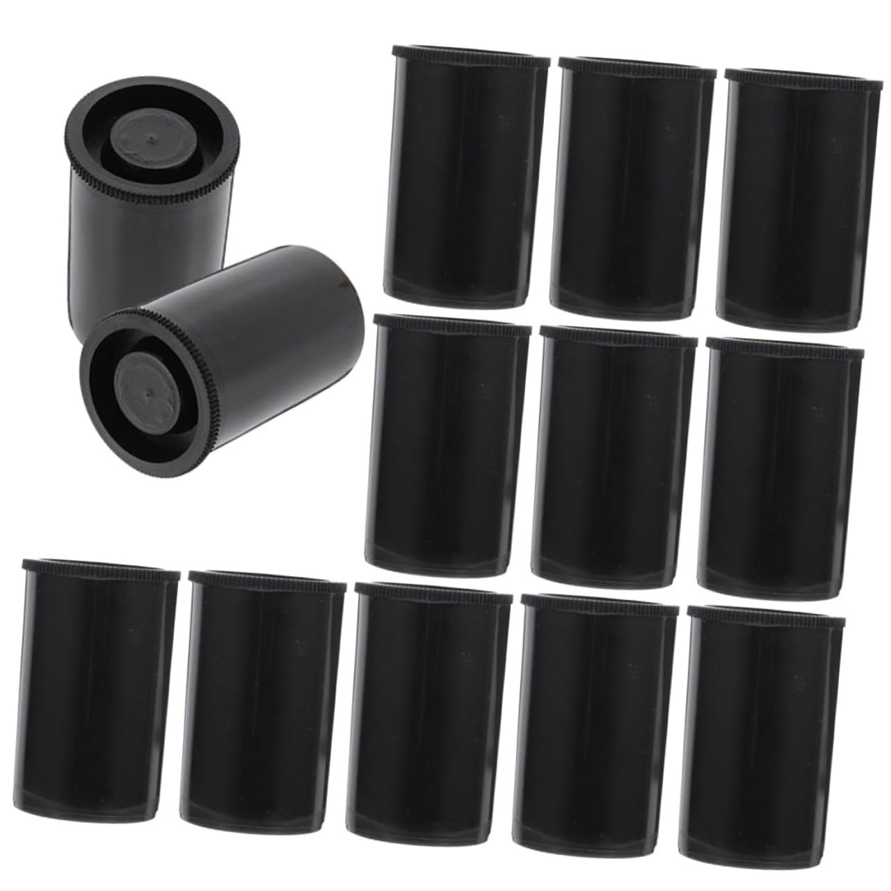 KONTONTY 50pcs Film Box Film Canister Small Plastic Jars with Lids Small Plastic Containers Camera Film Case or Black