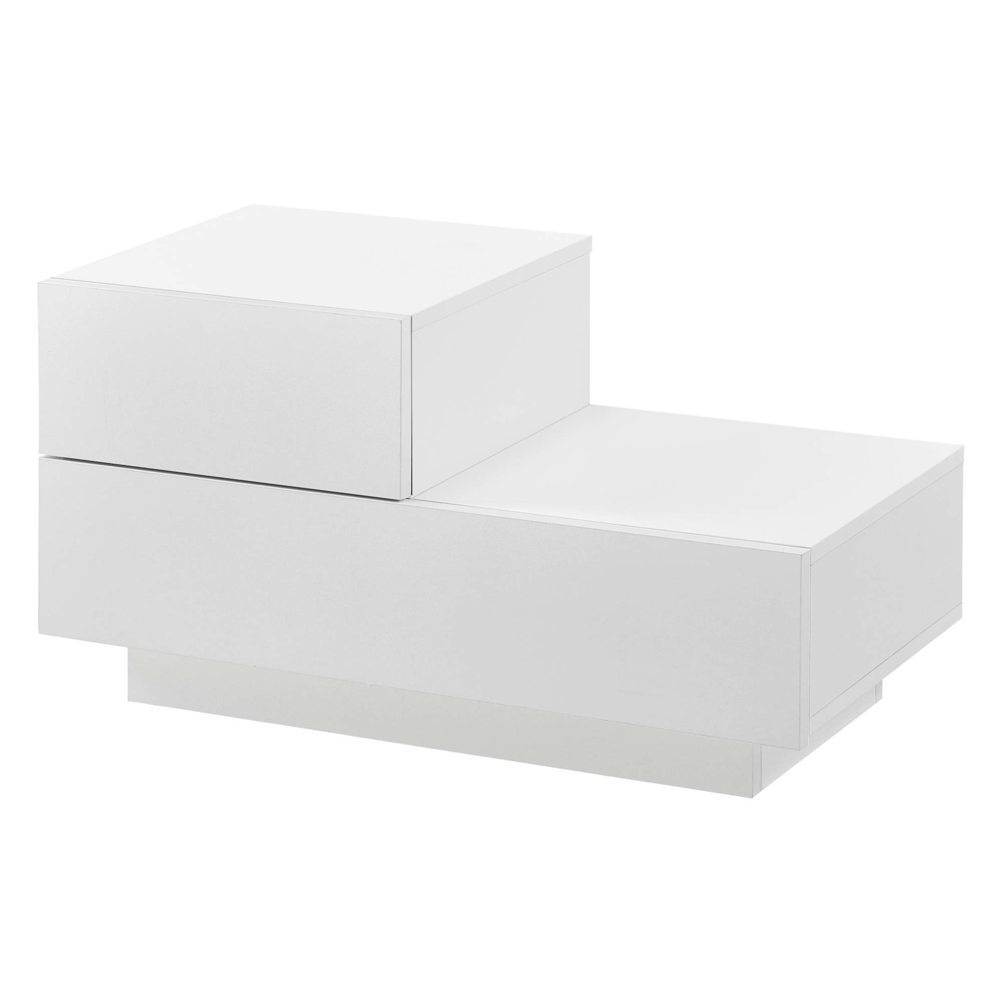 Mesa de Noche con 2 Cajones 38 x 70 x 35 cm Mesita de Noche Cajón en la Parte Izquierda Mesilla Armario para Almacenar Blanco Mate