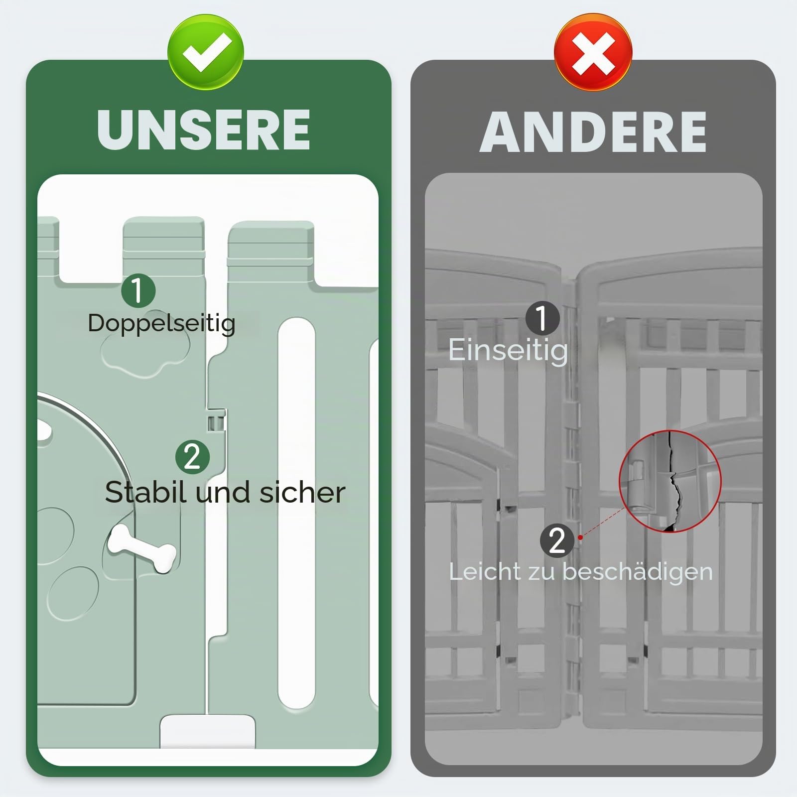 Hundelaufstall mit Tür, 6-Panel Indoor-Welpenlaufstall, Starker Kunststoff-Kleintiersicherheitszaun Hundelaufstall, Rutschfestes und Sicheres Haustiergitter, Grün