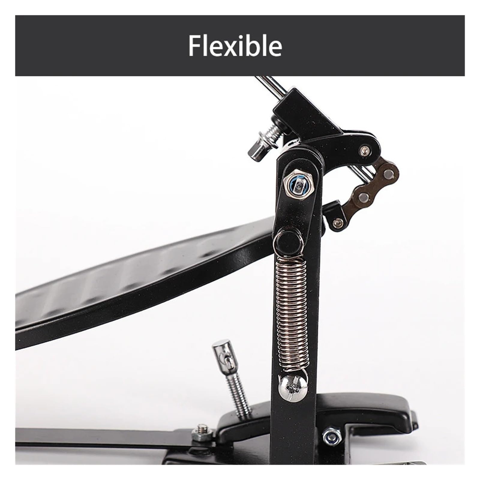1PCS Einzelnen Fuß Pedal Mit Trommel Wolle Beater Kette Stick Percussion Instrumente Ersatz for Musik Liebhaber(Silver)