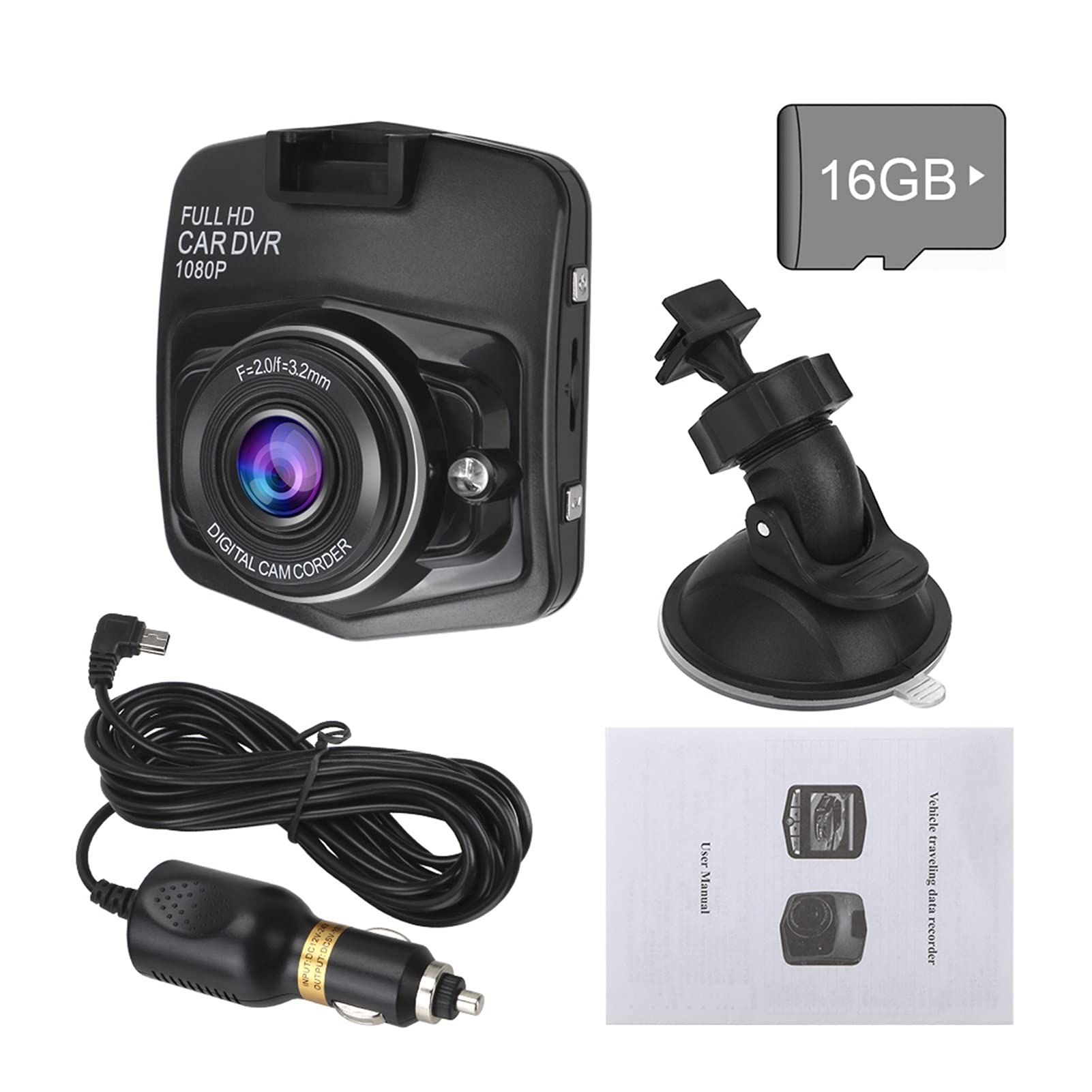 Telecamera per cruscotto Pieno HD 1080P. Dash Cam Video Registrator Camcorder Recorder Recording Loop Recording Mini Car DVR. Fotocamera G-Sensor Night Vision Dashcam Elettronica per Auto