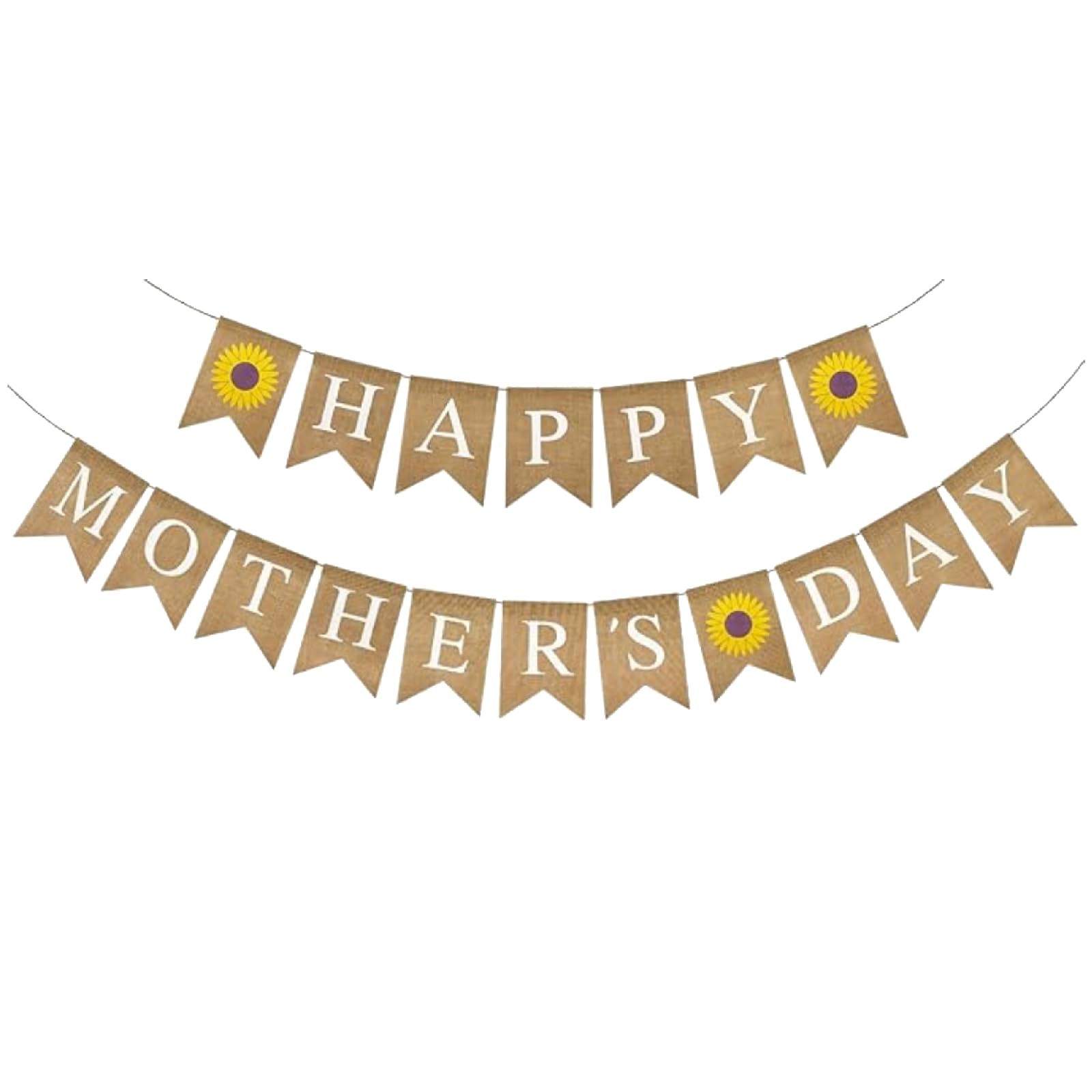 Mothers Day Decorations,Burlap Happy Mother's Day Banner,Rustic Mother's Day Banner Bunting with Sunflower for Mother’s Day Party Supplies,Reusable,Pre-Strung