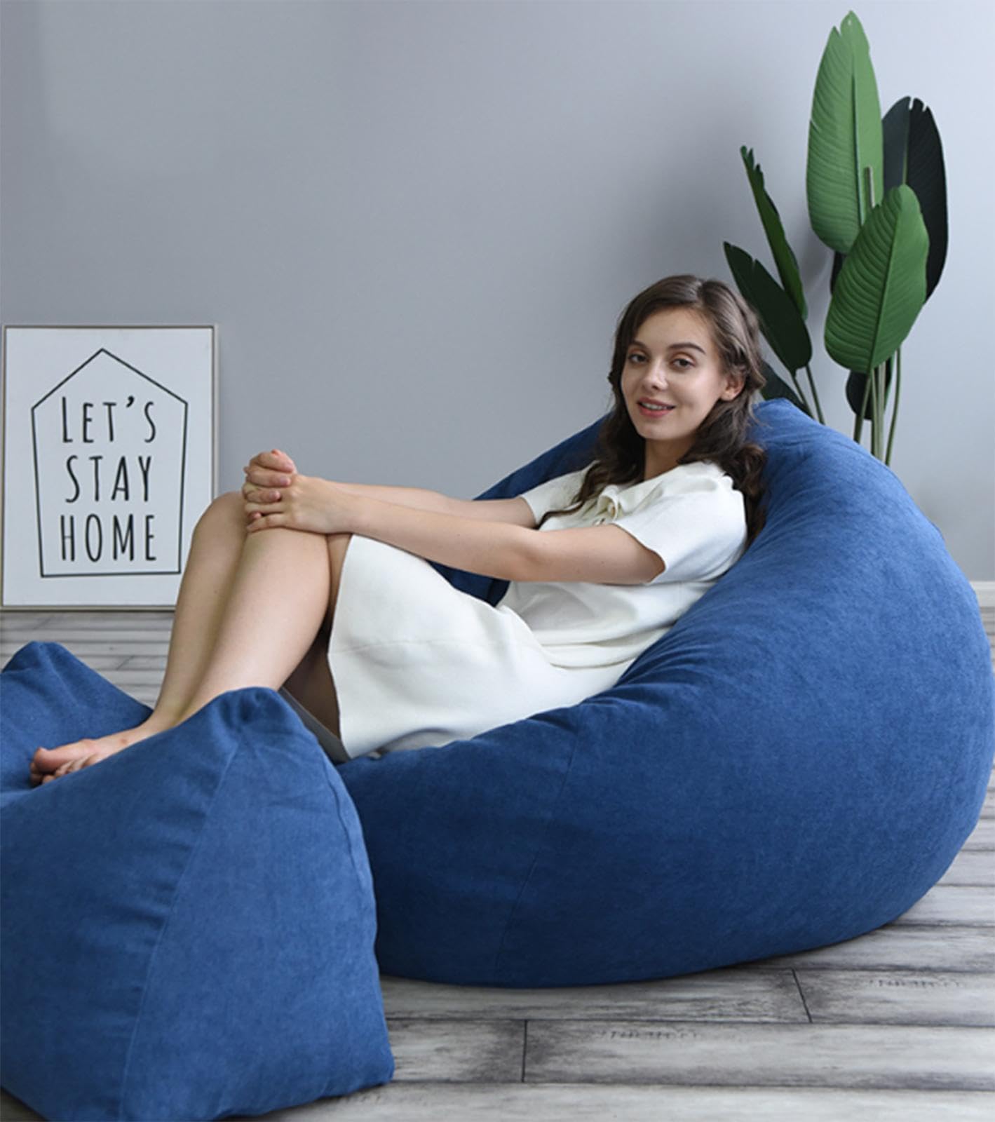 Amazon｜ソフトふわふわビーンバッグチェアカバー、大人用ラウンド