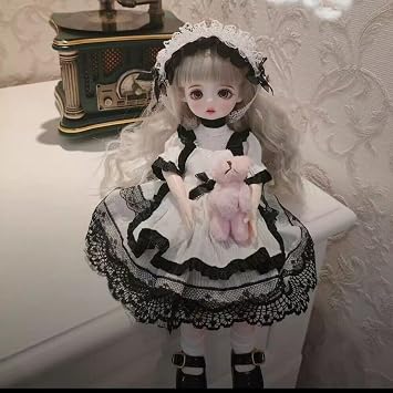BALOLO BJD Doll Full Set 1/6 Ball Joint Doll Girl 11.8 inches 30 cm SD Resin Ball Joint Doll Handmade Cartoon Beautiful Girl Full Set Gift, 1 Doll + Clothes + Shoes + Wig + Eyes + Face Makeup 15#