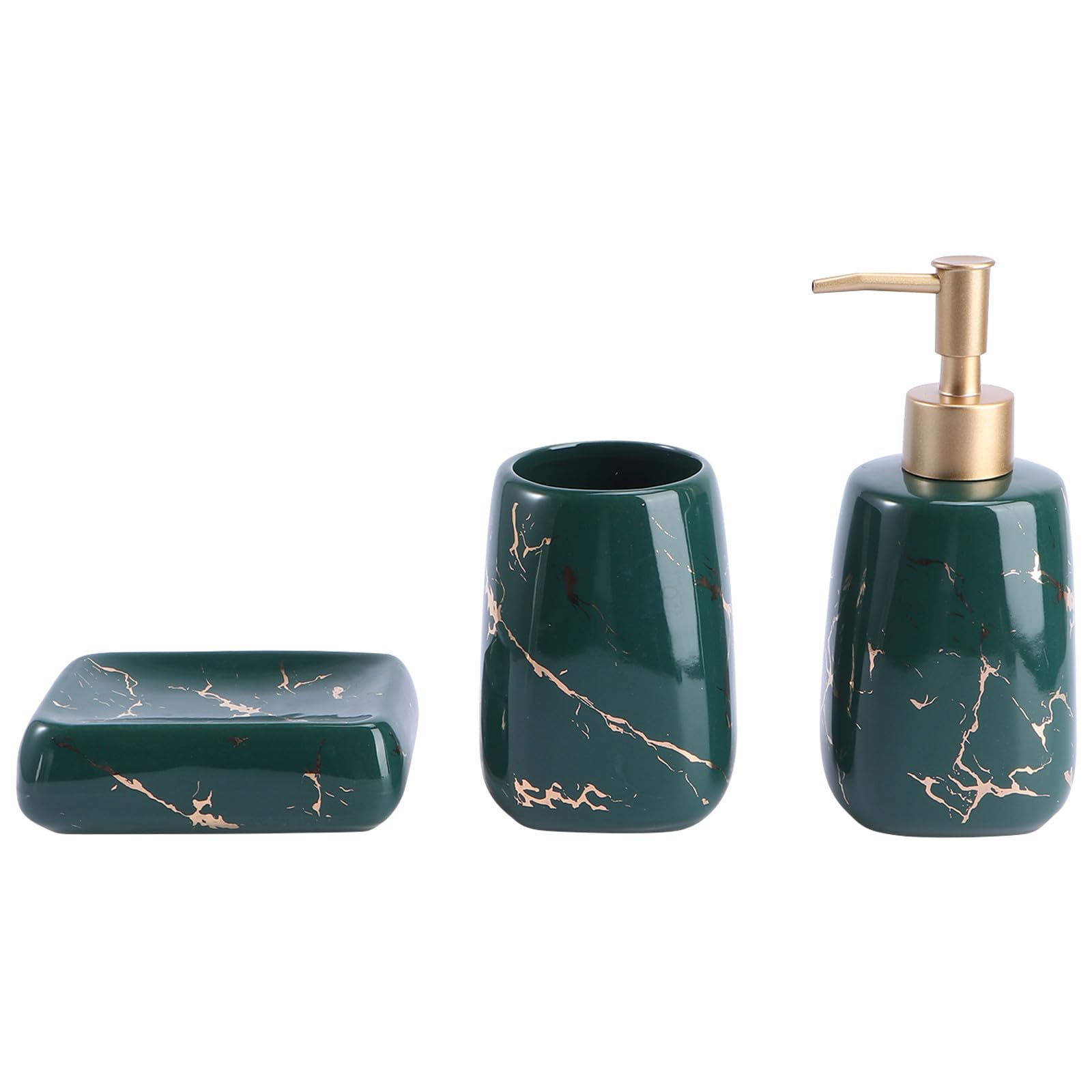 BESPORTBLE Set Bagno Porta Sapone e Spazzolini in Ceramica Effetto Marmo 3 Pezzi, Facile da Pulire e Design Esclusivo per Mantenere Bagno Ordinato e Raffinato