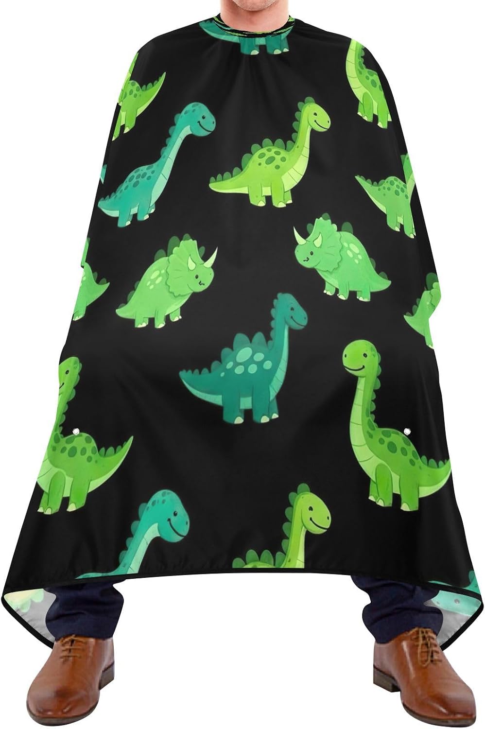 Cute Green Dinosaurs Black Barber Cape Hair Coloring Capes Adults, Cape for Haircuts