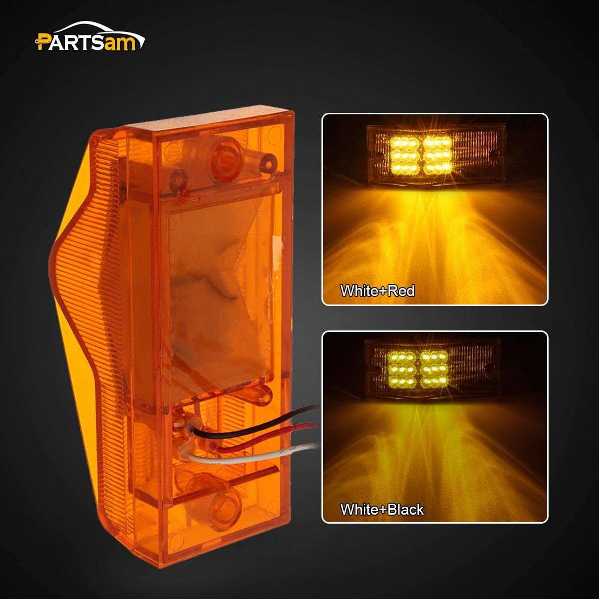 Partsam 2Pcs 6 Inch Amber 18LED Side Marker Clearance Lights with Reflector, Turn Signal Light, Runing Lights for Trailer Trucks RV Camper Motorhome, Waterproof, Surface Mount, 12V