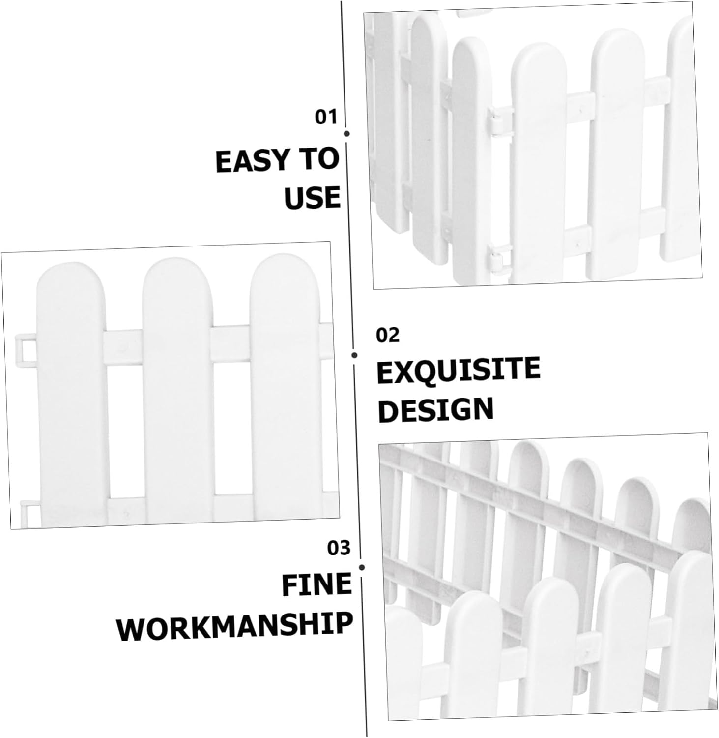 VICASKY 8pcs Decorative Fence for Garden and Flower Beds Durable Round Head Picket Borders for Outdoor Indoor Villa and Campus Decoration Easy DIY Charming Edging