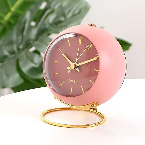Miniatura 4 de SHISEDECO Reloj despertador clásico de mesa pequeño sin tictac con luz nocturna, funciona con pilas, reloj de escritorio con vidrio HD para sala de