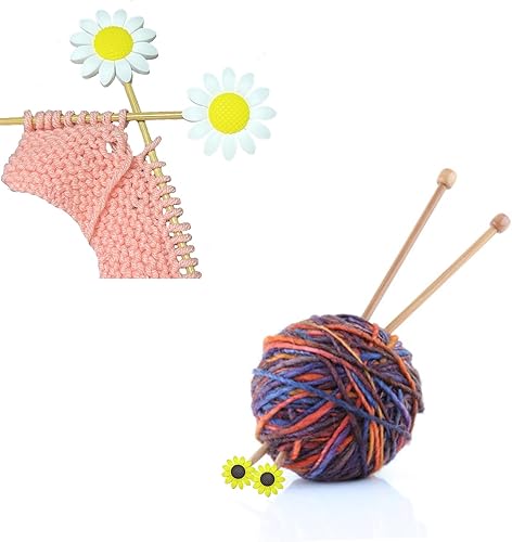 Miniatura 6 de SPANSEE 4 protectores de punto de aguja de tejer con flores, tapones de puntada para agujas de tejer, tapones de aguja, tapas de extremo de aguja de