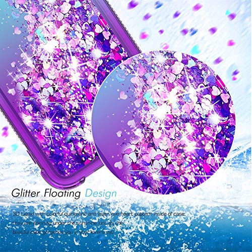 M Maikezi Lg Harmony 4 Case,Lg Xpression Plus 3/Premier Pro Plus Case With Hd Screen Protector, Gradient Quicksand Glitter Bling Flowing Liquid Protective Cute Case For Lg K41/K40S (Teal Purple) #TOP1