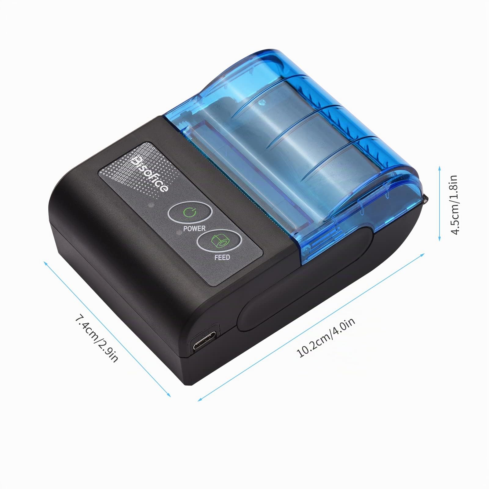 XGR-POS581 Mini impresora térmica portátil Impresora de tickets de recibos de recibos USB inalámbrica de 2 pulgadas con papel de impresión de 58 mm Compatible con iOS Android para ventas de
