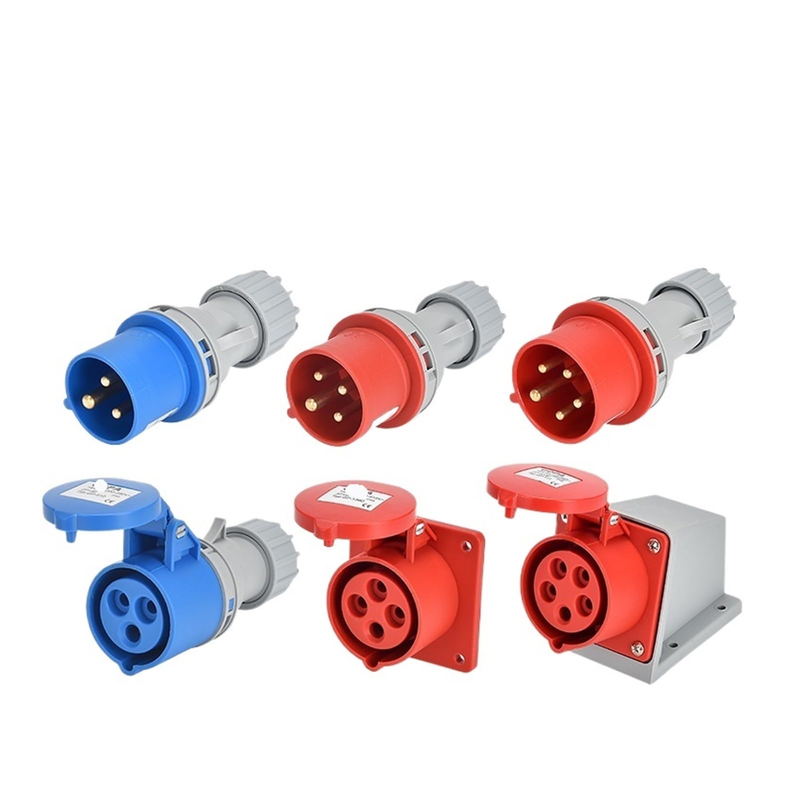 Conector Industrial y de Enchufe Trifásico 3 núcleos 4P5 Orificio 16A/32A Impermeable No a Prueba explosiones IP44(4P32A IP44 Dark Straight Seat GP)