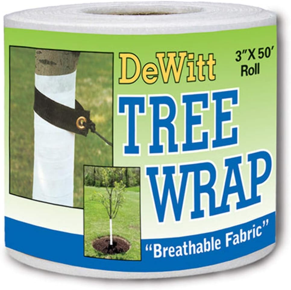 DeWitt Tree Wrap 3" x 50 Ft - Protects Trees from Sun Scorch, Mower Damage & Girdling - Polypropylene Fabric, Expert Approved