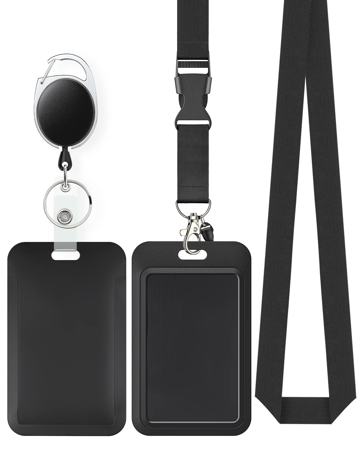 Uniclife Sliding Badge Holder Vertical Plastic Badge Holder with Retractable Carabiner and Detachable Lanyard Navigo Card Holder for Office School Student Credit Cards ID Cards — image 1