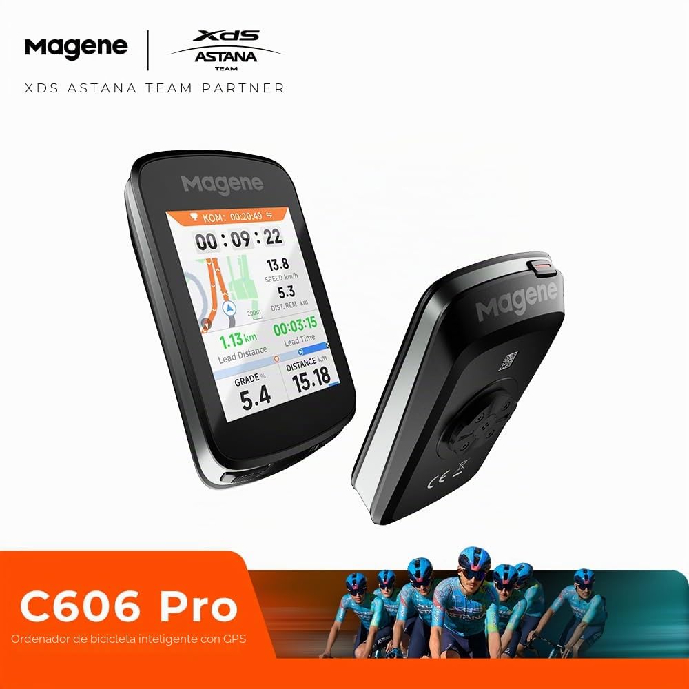Magene C606 Pro Compteur GPS Vélo avec Support Avant Aero Dynamic | Écran Tactile Couleur Transflectif 2,8", Navigation GPS, ANT+ & Bluetooth