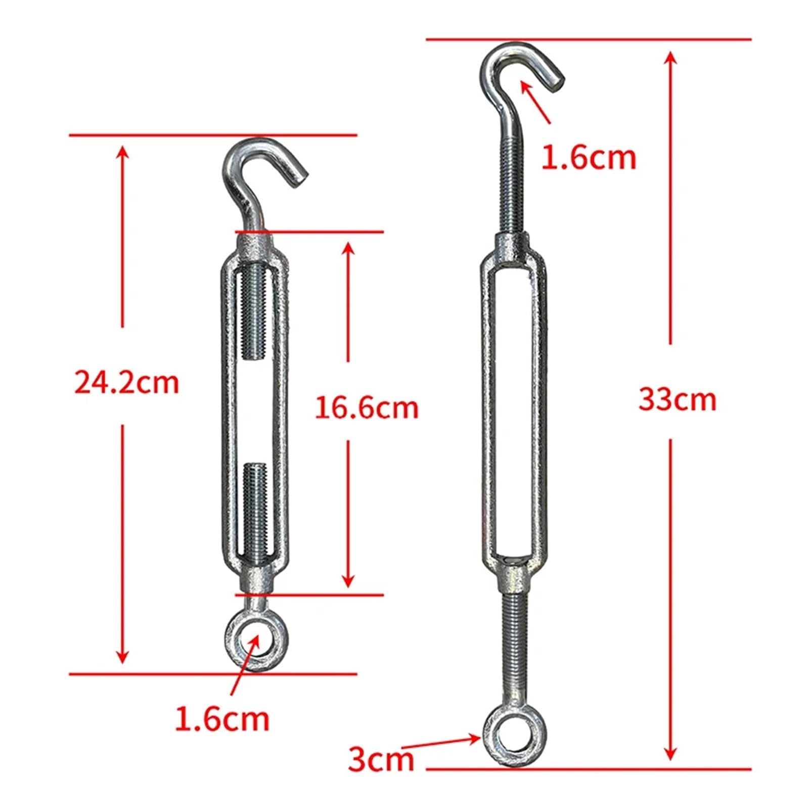 Crochets de gréement chaîne réglables en acier inoxydable, tendeur à œil, dispositif Tension câble métallique, 8 pièces Pour Accessoires Chaîne(M10)