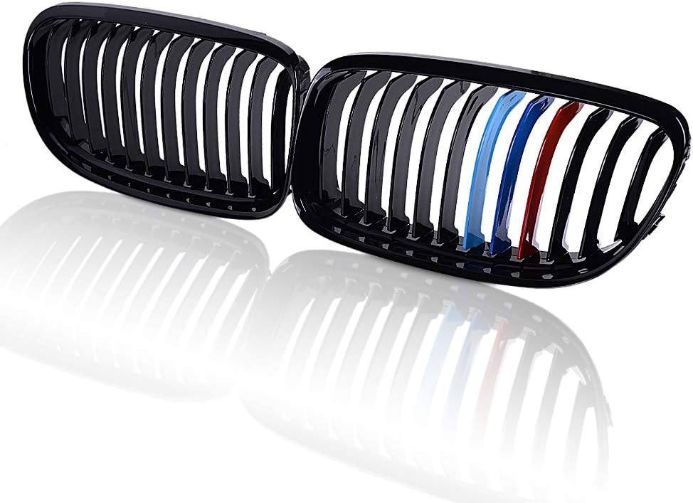 runmade Left Right Front Kidney Grille Grill Glossy Black W/M Color Compatible with BMW 2009 2010 2011 E90 316i 318i 320i 323i 325i 328i 330i 335i