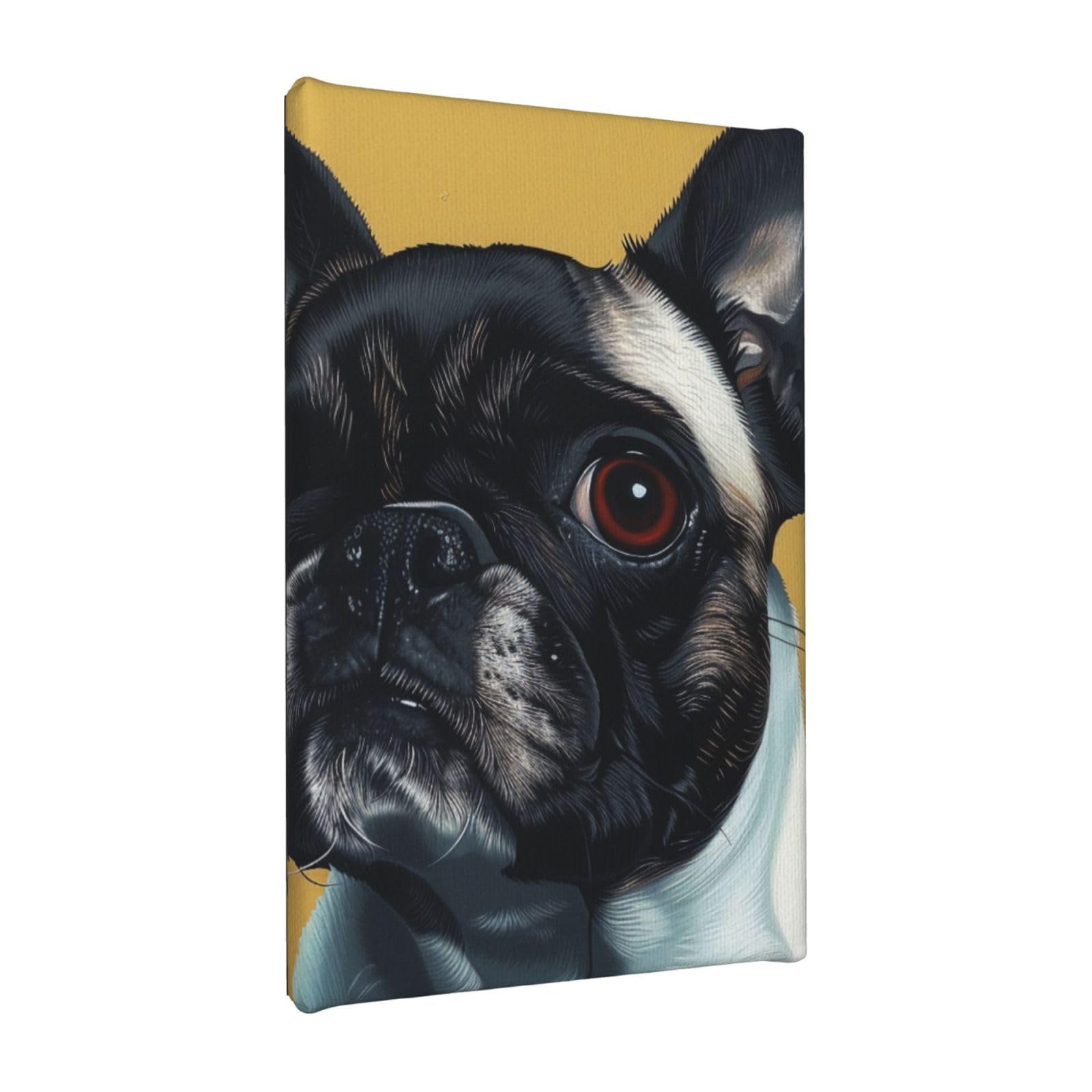 YKLJG cute Pug Printed Wall Art Canvas Painting 20x30 CM Wooden Framed Picture Painting Artwork Prints for Bedroom Kitchen Home Office Decor