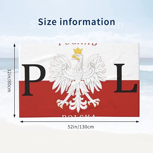 Miniatura 2 de Decktt Toalla de playa con bandera polaca, 32 x 52 pulgadas, toalla de camping de microfibra de secado rápido, súper absorbente, súper suave, toalla