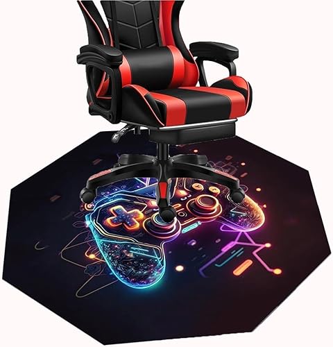 Miniatura 5 de Tapete para silla de juegos de oficina, tapete para silla de computadora, tapete para suelo de madera dura, alfombra octágono para silla de
