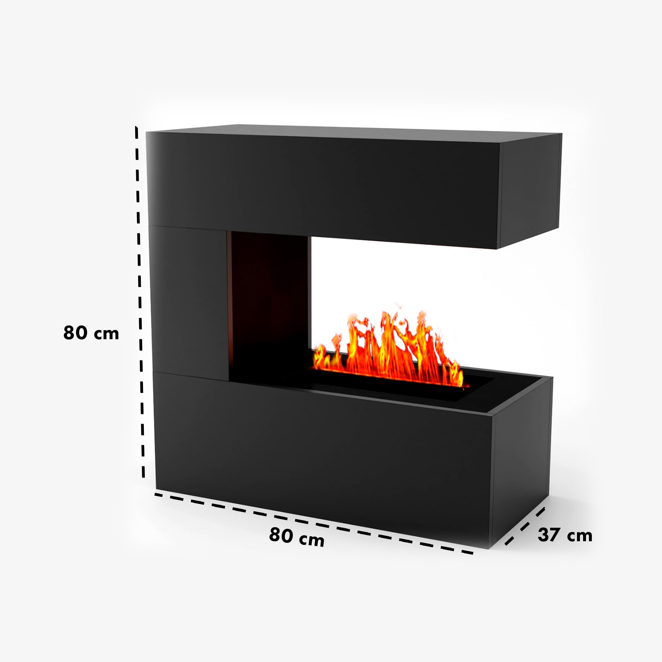 Wasserdampf Kamin Room Divider (Standkamin) - Elektrokamin mit realistischen LED 3D-Flammen, Knistereffekt & Fernbedienung, 80x80x37 cm - Opti-Myst 400 Elektro Kamin, Schwarz