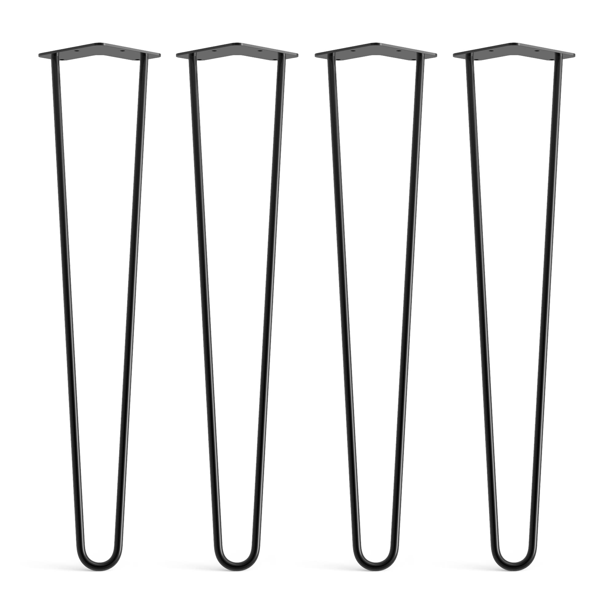 Dt Ironcraft Black 4 X Hairpin Legs From - 61Cm 2 Rod / 10Mm, With Floor Protector Feet & Screws - Low Table Legs