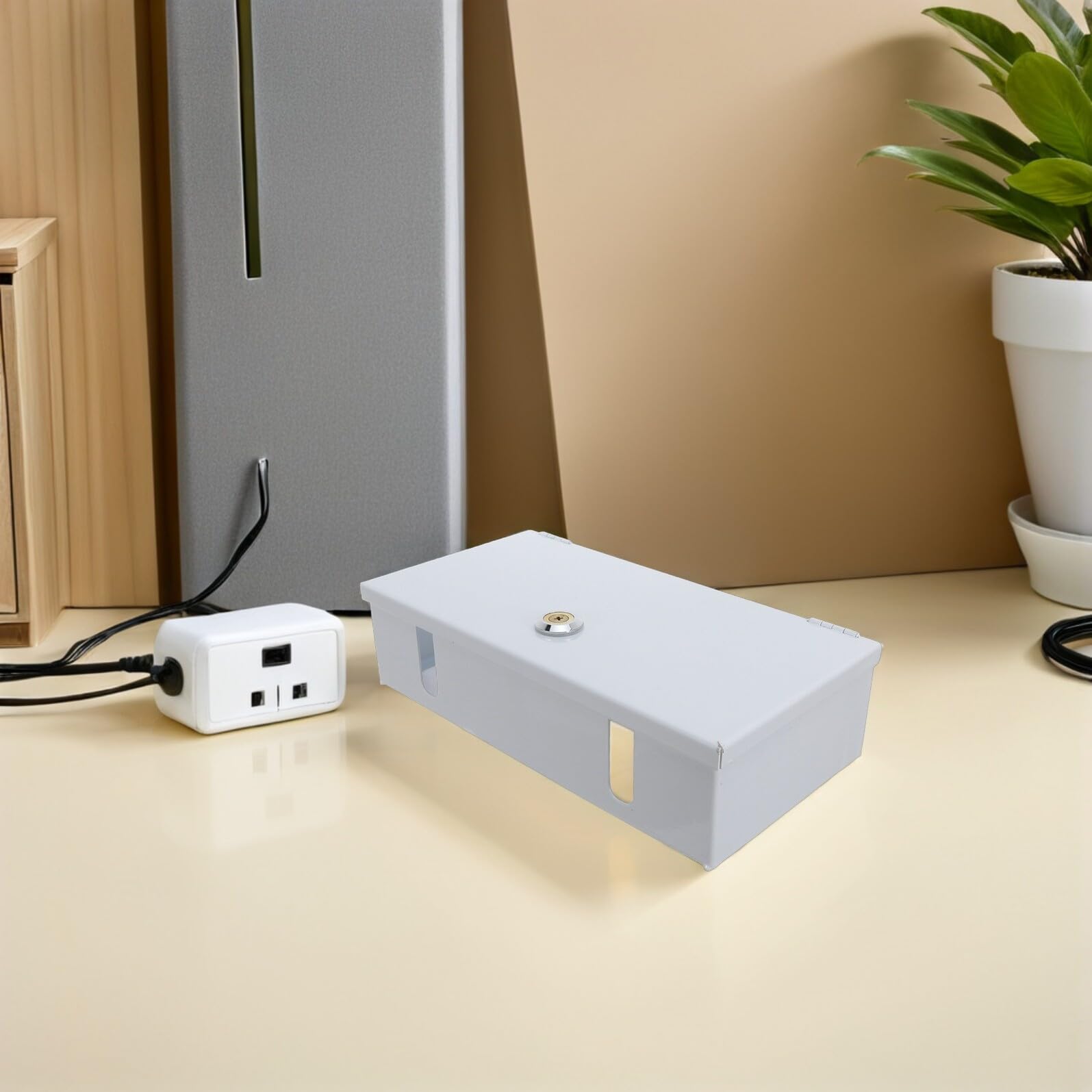 jojofuny Copertura per Presa Esterna 86 Tipo in Ferro Bianco Serratura Protezione Antipioggia Resistente alle Intemperie per Prese Elettriche da Esterno per Bagno Cucina e Uso