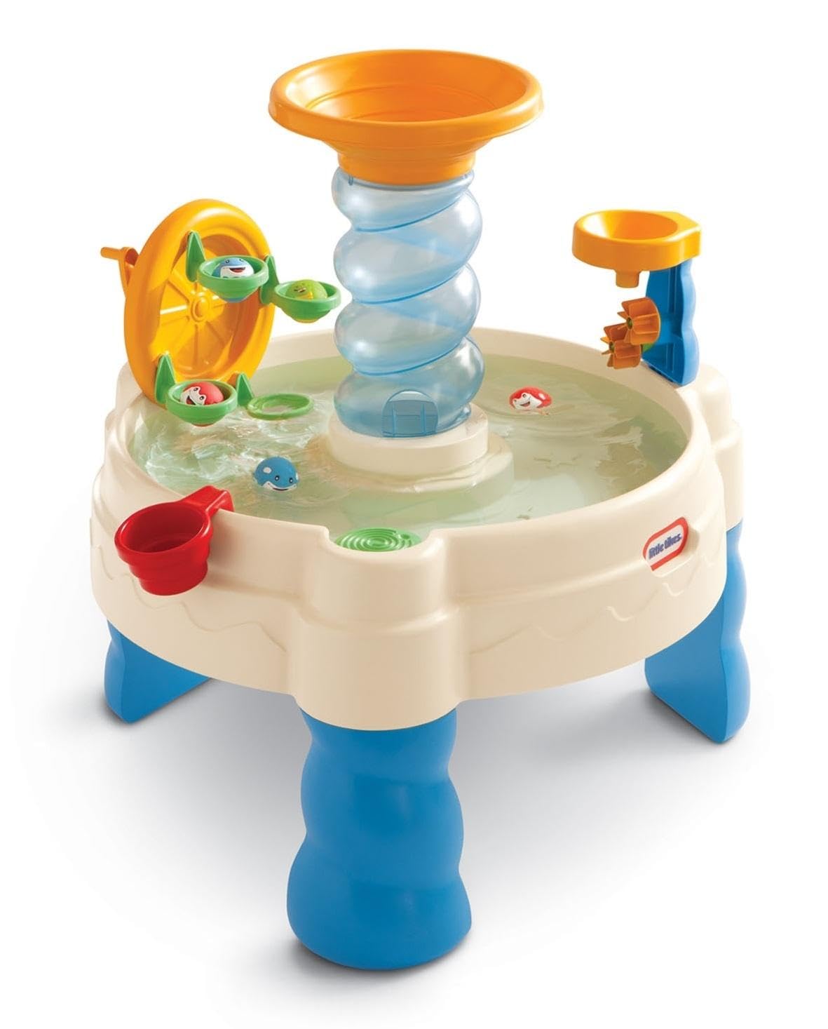 Little Tikes Spiralin’ Seas Mesa con Parque Acuático Juguete para Exteriores, Fomenta el Juego Activo e Imaginativo, Incluye 5 Pelotas y una Taza, Para Niños de 24 Meses a 6+ Años