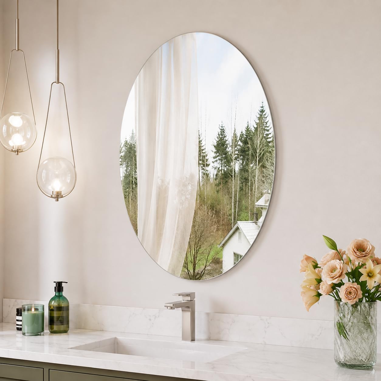 NEVEX LED Wall Mirror - Frameless Vanity Mirror with Light -15