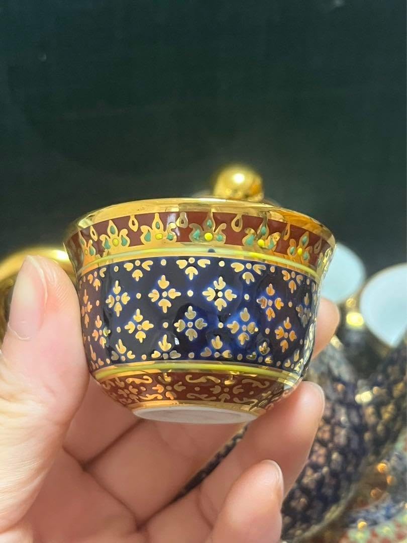 タイ 高級磁器 ベンジャロン焼き ティーセット 食器 伝統工芸 花柄 アジア