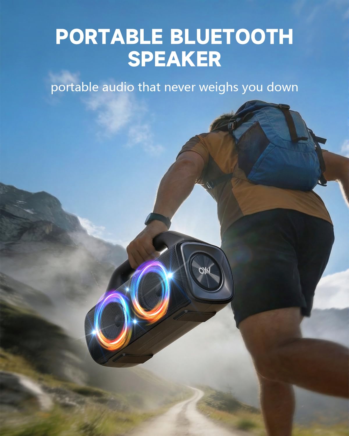 OYW IPX67 Waterproof Bluetooth Speaker:80W(Peak) Loud Outdoor Portable Wireless Party Speakers with LED Lights,20H Playtime,Bluetooth 5.3,Deep Bass & TWS for Pool,Beach — view 8