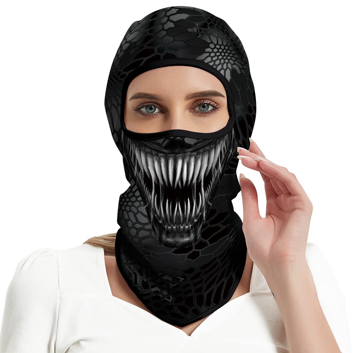 3D Balaclava Ski Mask Motorcycle Full Face Mask Outdoor Tactical Hood Headwear Mask Ghosts Skull Mask Men Women for Halloween?Style d?