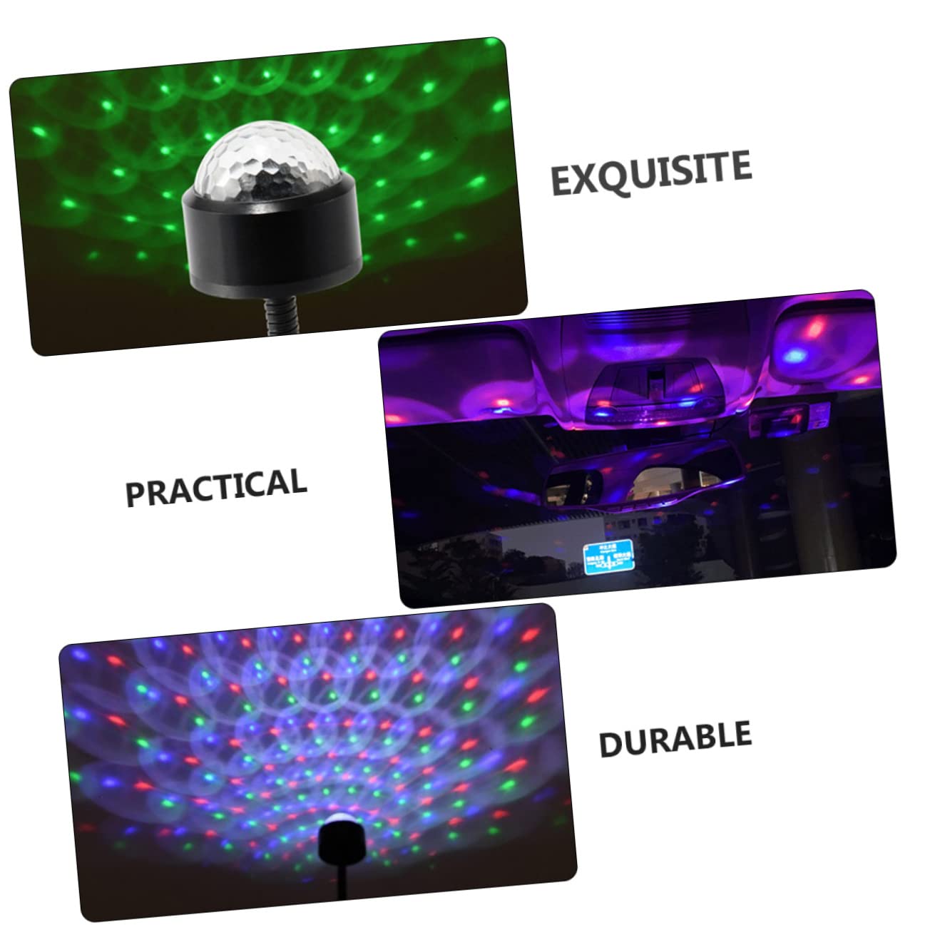 OUNONA 3pcs Voice-Activated Car Atmosphere Lamp USB Led Rhythm Light for Unique Decoration Sound Activated Music Color Changing for Parties and Travel