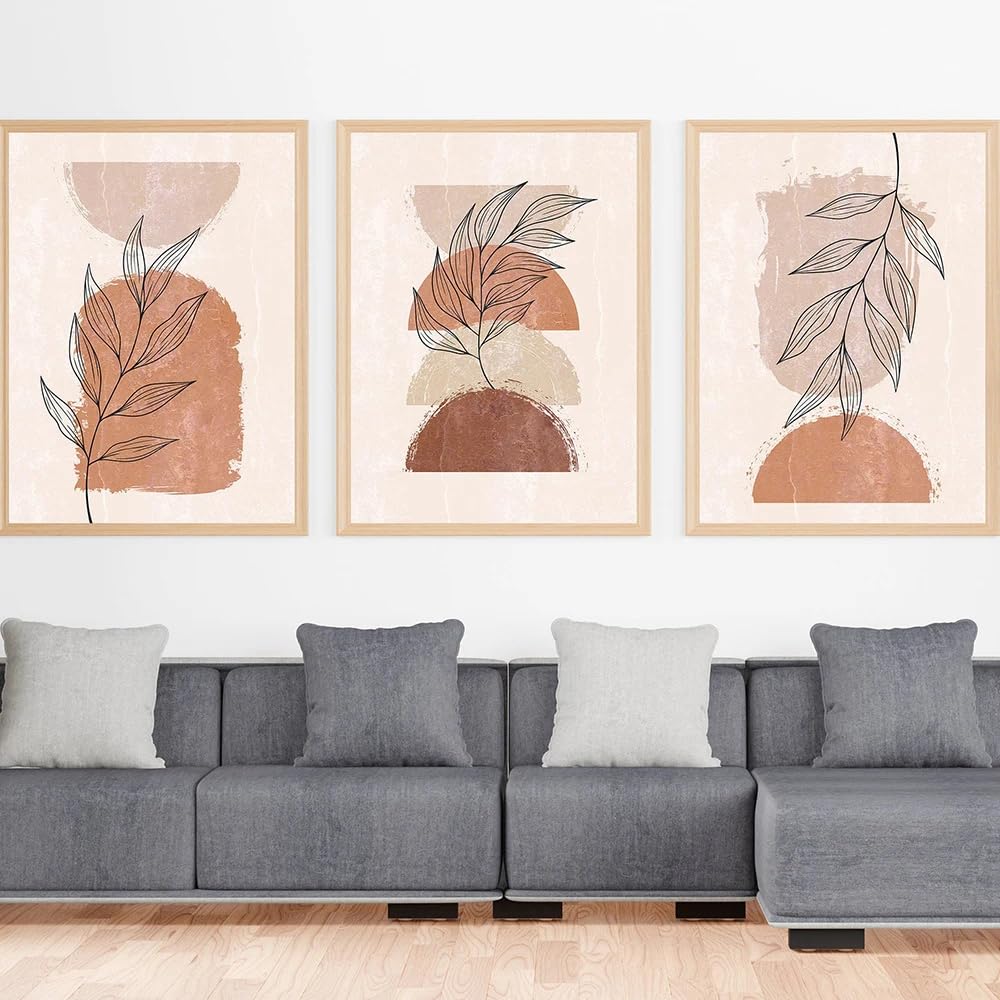 WUHBCZ Wall Posters-Boho Poster Botanical Print Abstract Canvas Painting Mid Century Modern Nordic Wall Picture for Living Kitchen Room Home Decor-40 * 60cm/3PCS (No Frame)