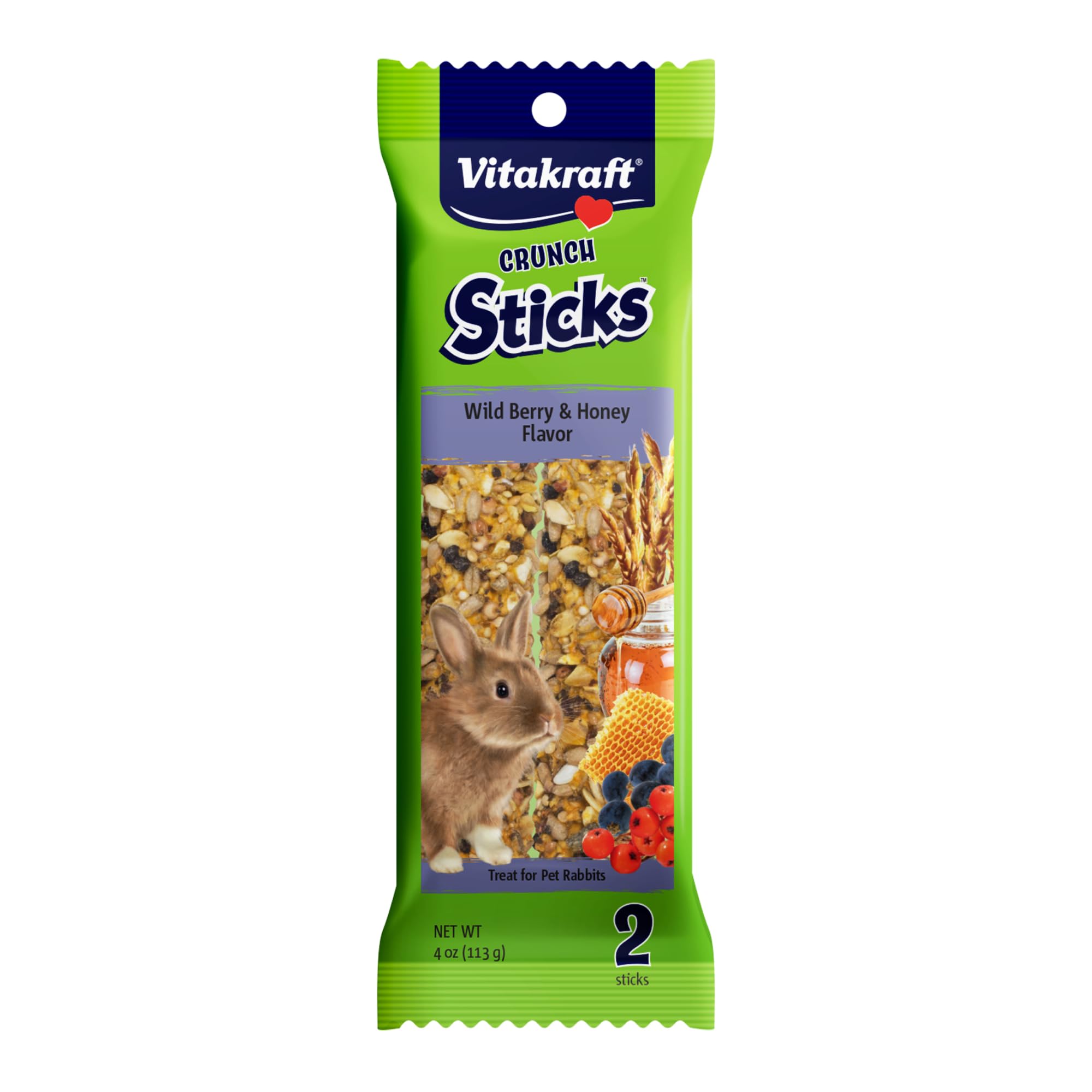 Vitakraft Crunch Sticks Rabbit Treat - Carrot and Honey - Rabbit Chew Sticks (Wild Berry & Honey)