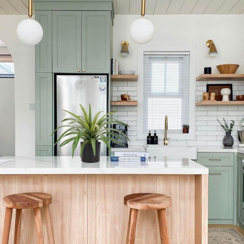 Briful Agave Plant Artificial 17 Inch Fake Potted Plant Large Succulent Fake Plants for Home Office Desk Bathroom Shelf Kitchen Decor (Green) - Image 5