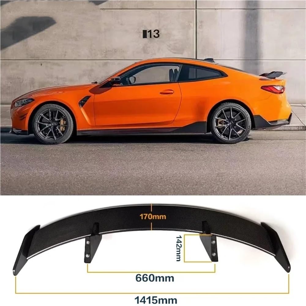 Spoiler z włókna węglowego kompatybilny z BMW G82 G22 G26 M4 serii 4 skrzydło na tylny bagażnik samochodu uniwersalne M430i M440i 2021 2022 akcesoria(Real Carbon Fiber)