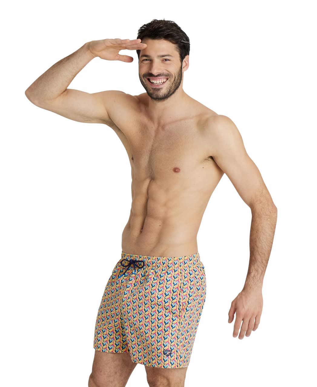 ARENA Allover Costume Uomo Mare e Piscina, Costume da Bagno in Tessuto Riciclato ad Asciugatura Rapida, Costume da Nuoto con Slip Interno in Rete e Tasche Laterali