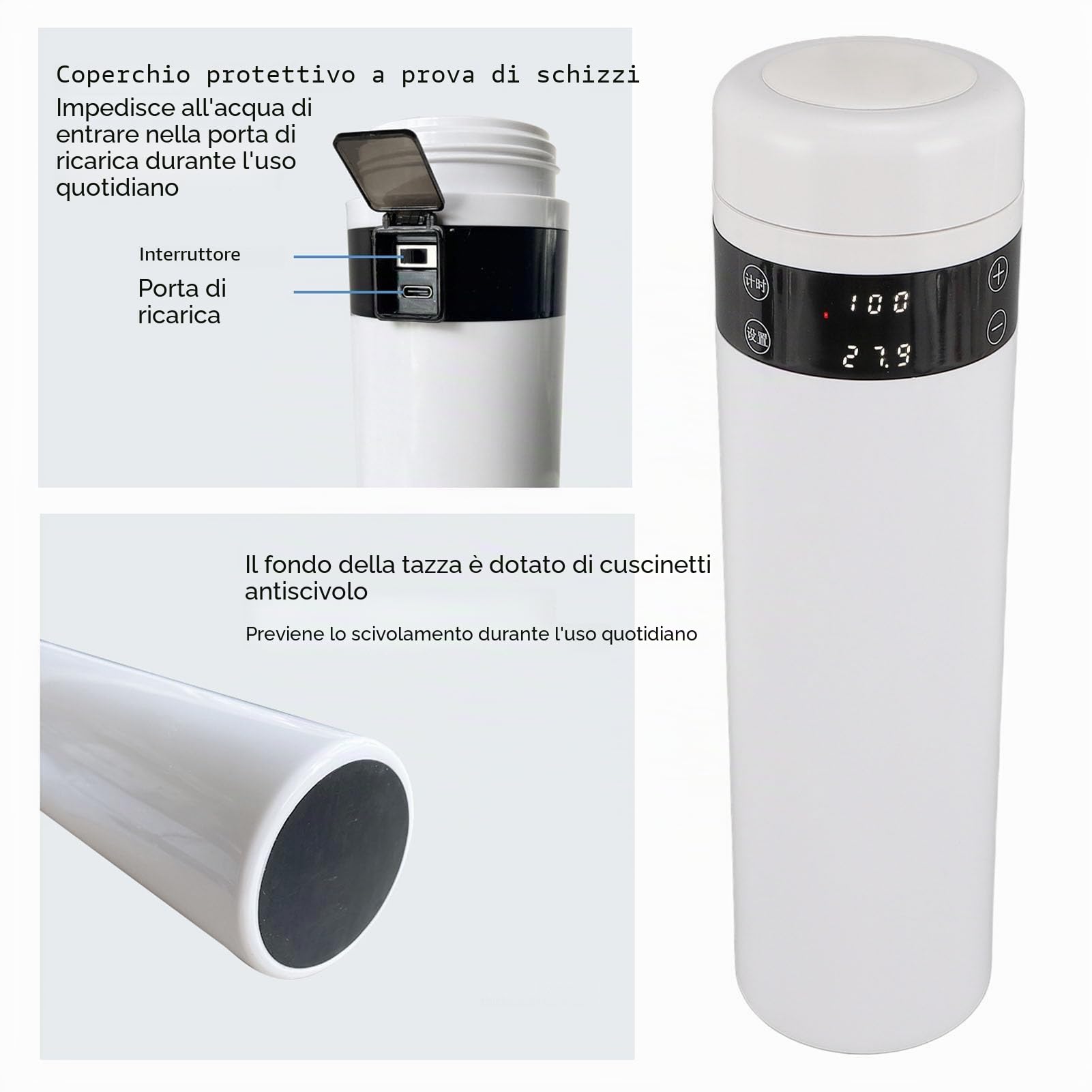 Tazza per Scongelamento del Seme Congelato, Prestazioni Termiche Superiori, Materiale ABS da 200 Ml per Bovini con Cavo di Alimentazione per Auto, Batteria da 3200 MAh