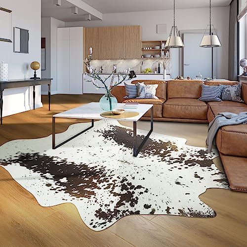B BENRON Moderner Rindsleder-Teppich, Kunst-Kuh-Teppich für Wohnzimmer, 1,6 x 1,9 m, Tierteppich,...