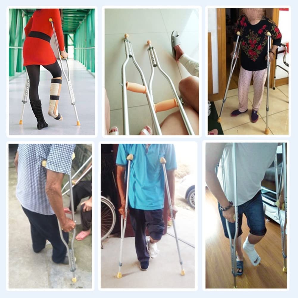 PAASHE Muletas Ligeras para Axilas, 1 par de Bastones médicos de Aluminio, Bastones auxiliares para Caminar, bastón Ajustable en Altura para Adultos