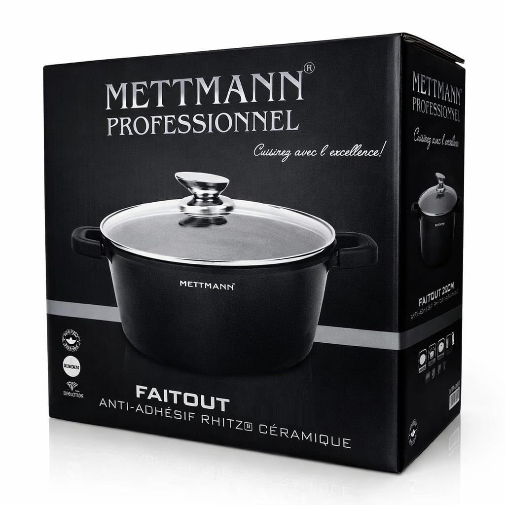 Marmite Faitout Grande Capacité 36 cm en Fonte d’Aluminium Revêtement Céramique Antiadhésif Effet Pierre Compatible Tous Feux dont Induction Couvercle en Verre Trempé Sans PFOA