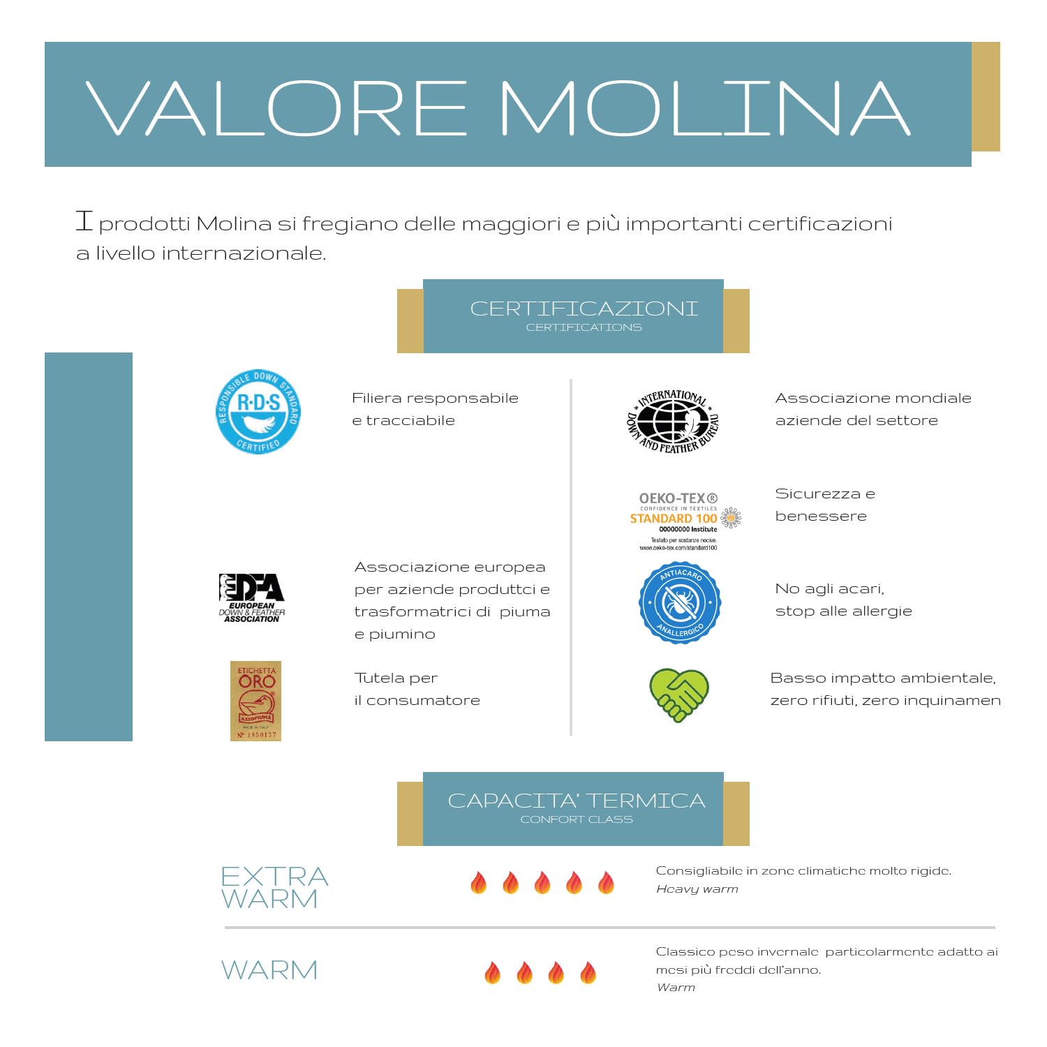 Molina Piumino Matrimoniale Perla 250x220 – 100% Piuma d’Oca Vergine Siberiana – 5 Punti Calore, Anallergico, Invernale Premium Made in Italy + copripiumino double-face var. (Rosa chiaro/Rosa scuro)