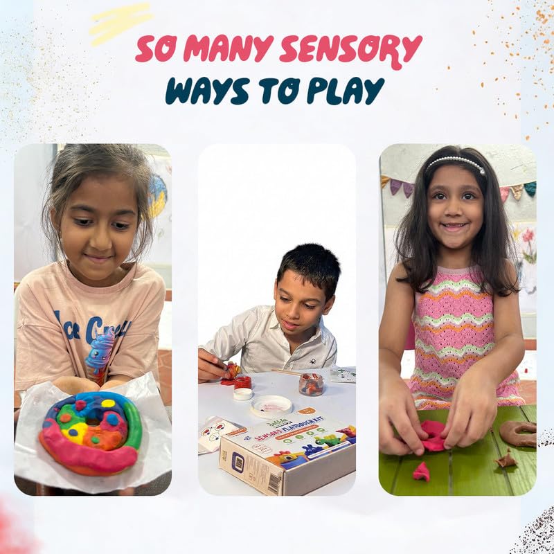 Image of dabble mini's Sensory Playdough Kit - Non-Toxic Playdough Set | 100% Natural | Taste-Safe | Gluten-Free | Creative Skill-Building | Art & Craft Kit | Birthday Gift for Kids 3+ Years