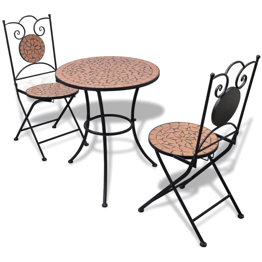 Hothingwell Bistro-Set, 3-teilig, Tisch, 2 Stühle, kariert, Keramik | Rahmen aus pulverbeschichtetem Eisen, wasserdichte Platte, leicht zu reinigen, maximale Belastung 110 kg pro Sitz